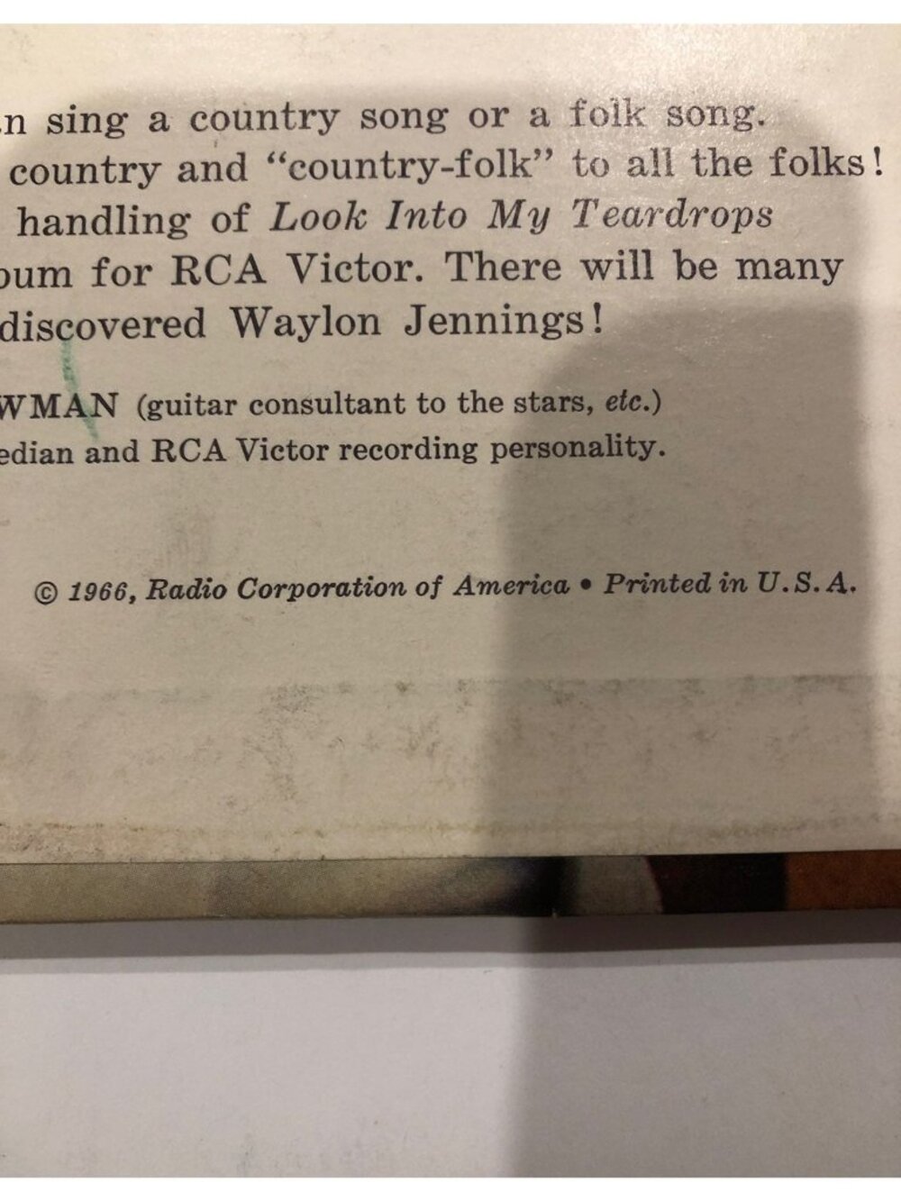 Vintage 1966 Waylon Jennings Vinyl LP Album, READ - Picture 3 of 9